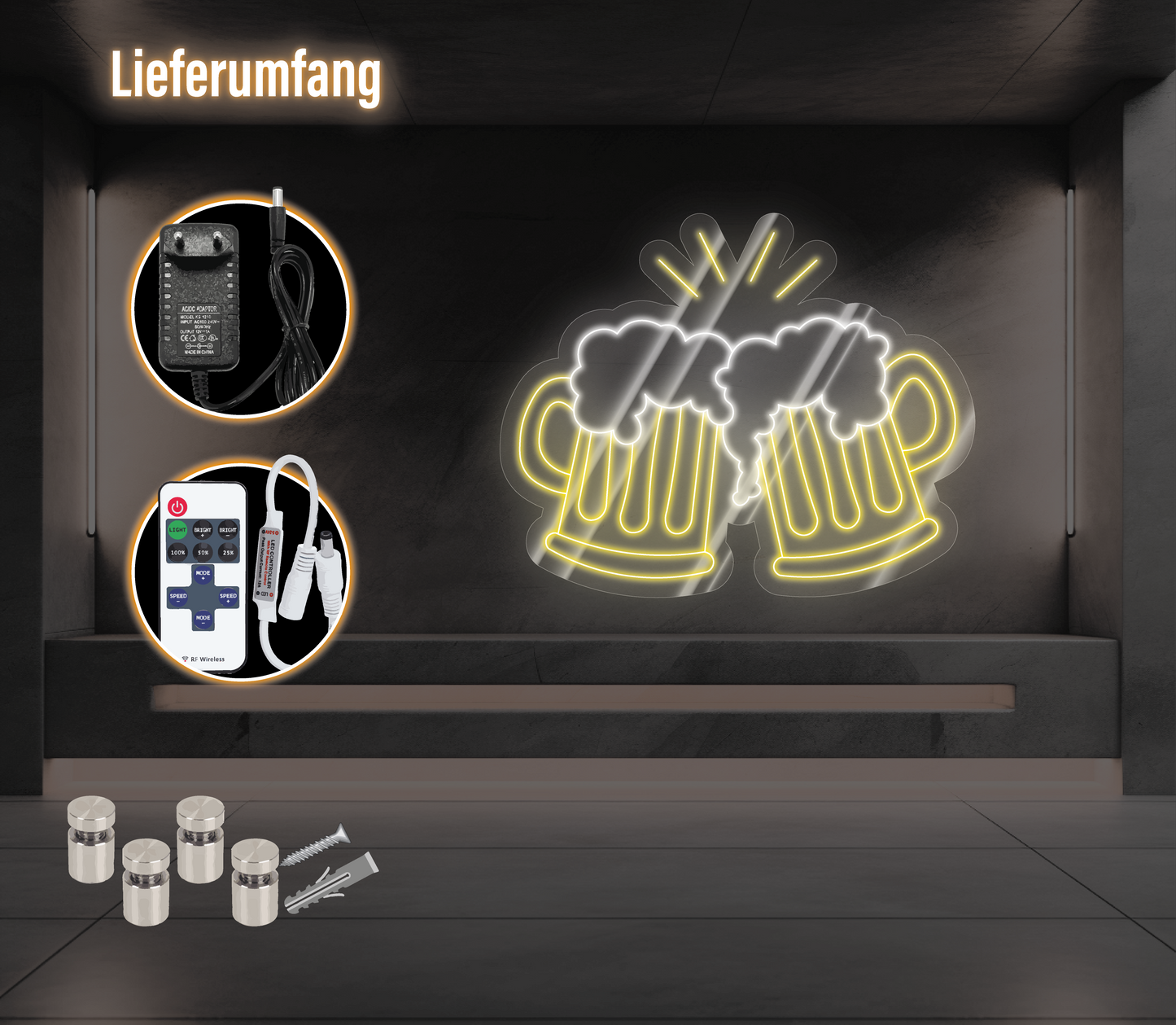 Neon Bierkrüge