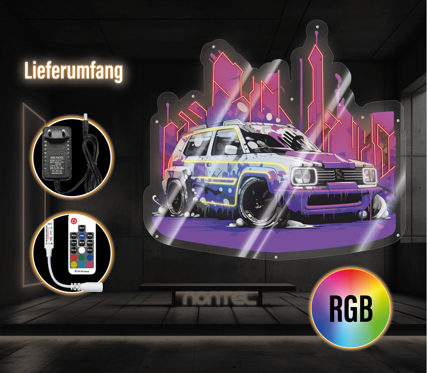 Neon Schild Cyber Auto