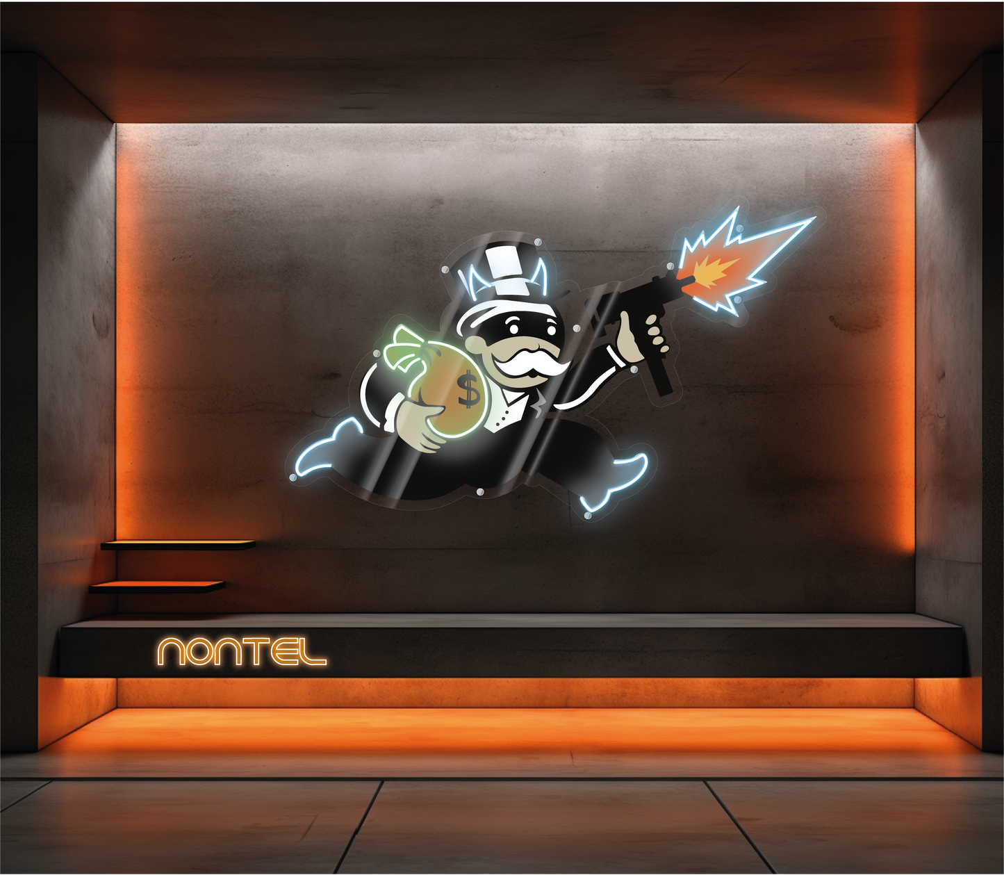 Neon Monopoly Boy