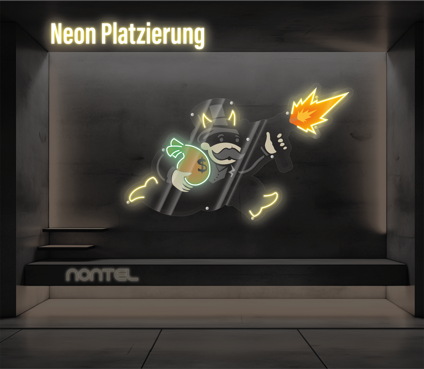 Neon Monopoly Boy