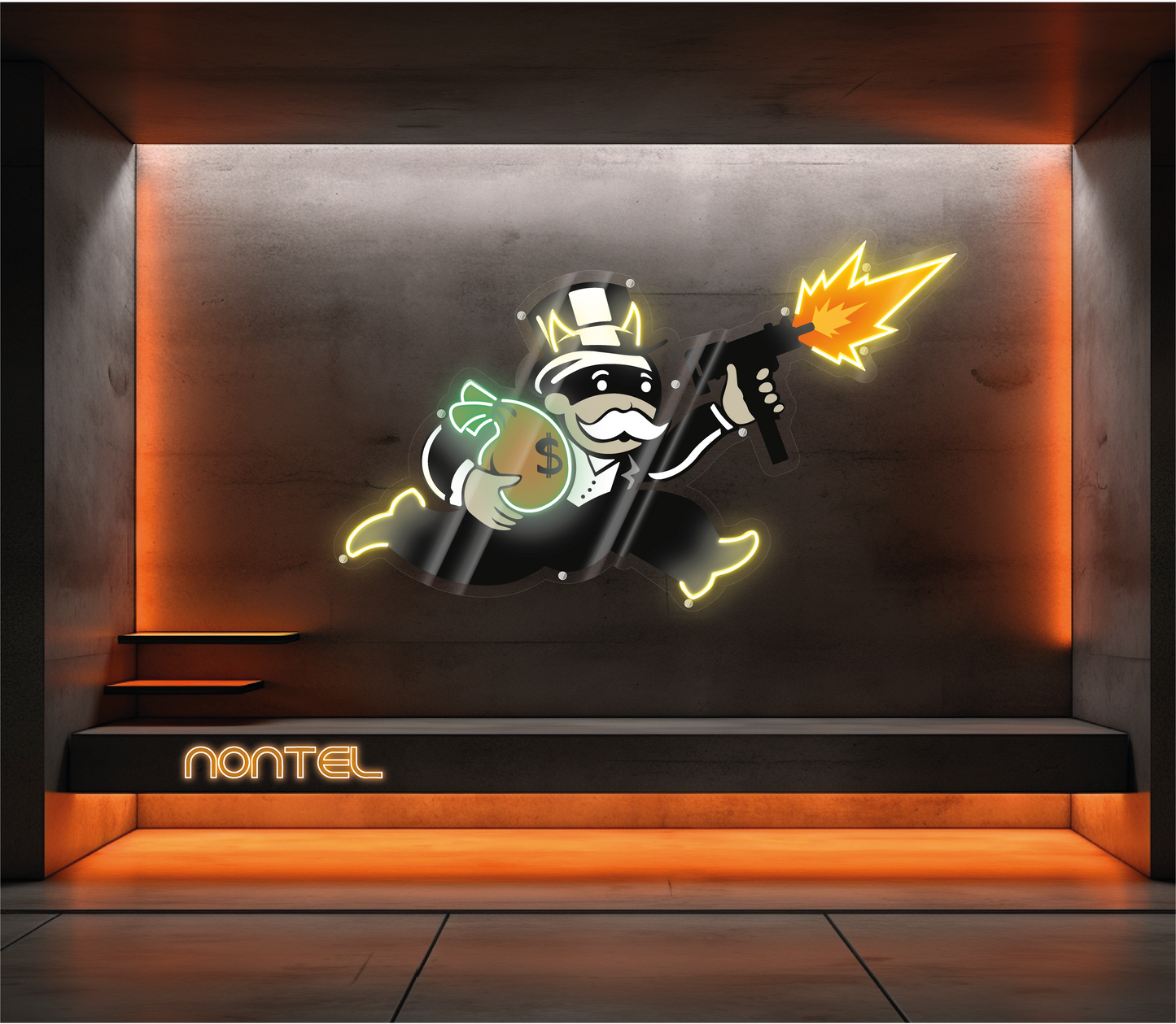 Neon Monopoly Boy