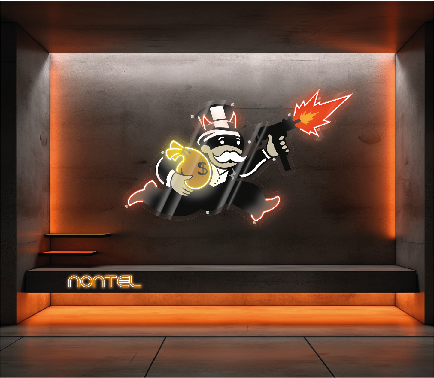 Neon Monopoly Boy